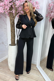 Joyfull lace co-ord - Zwart