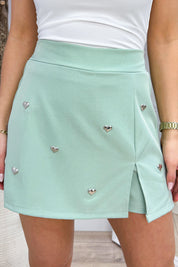 Silver heart skort - Mint