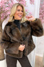 Manteau So Fluffy In Stripes - Marron