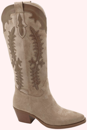 Desert dream suede look cowboy boots - Taupe