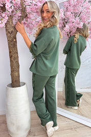 Lounge in lace comfy co-ord - Army