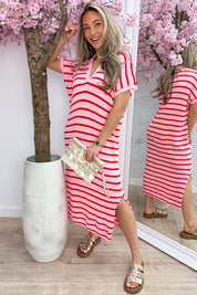 Pretty in paradise stripe dress - Rood
