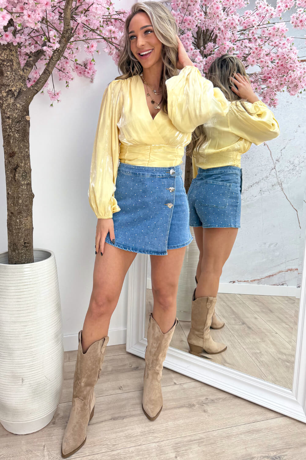 Shine on cropped topje - Geel