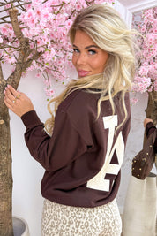 Woven leather look LA sweater - Bruin