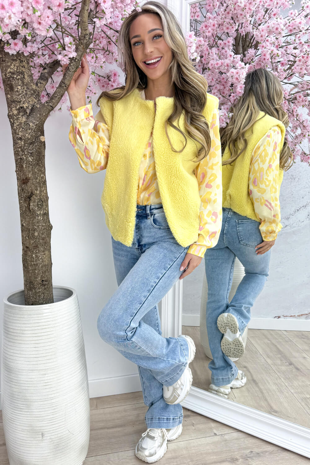 Teddy lover gilet - Geel