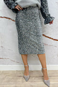 Sequin split skirt - Dk. gray