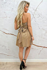 Abito da prua glitter a sorpresa - Camel