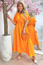 Rio ruffle maxi dress - Lt. oranje