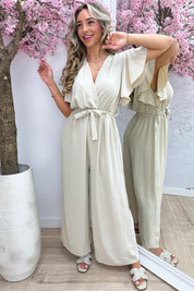 Rio ruffle jumpsuit - Dk. beige