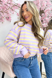Happy stripes trui - Lila
