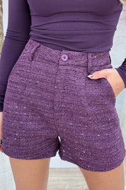 Twinkle tweed short - Berry purple