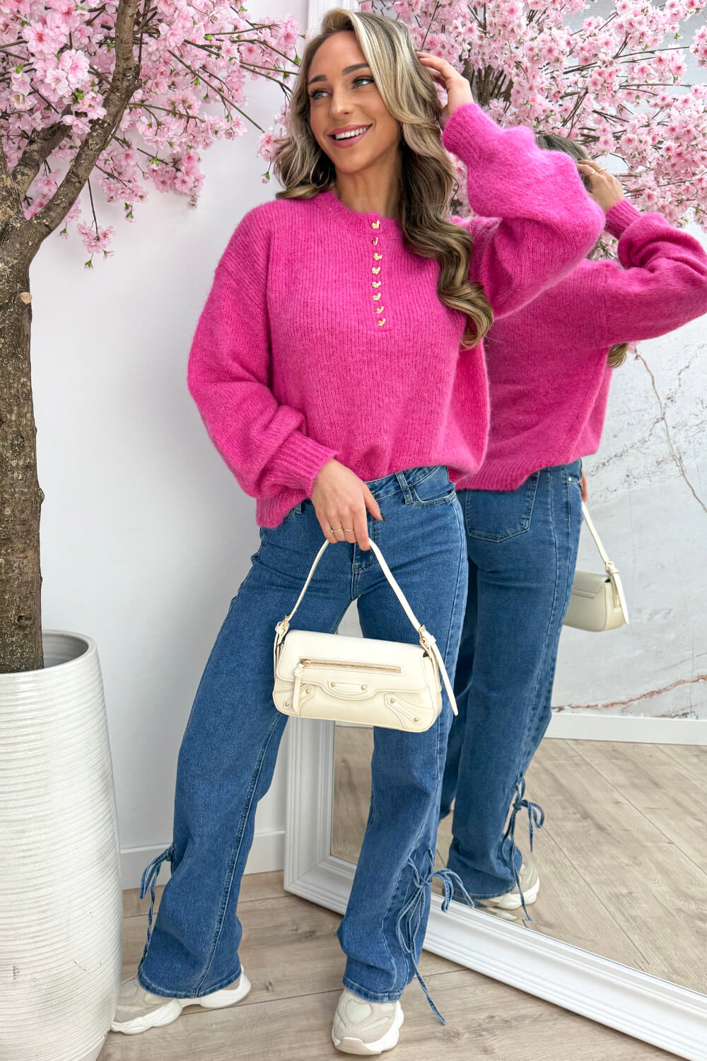 Little hearts trui - Fuchsia