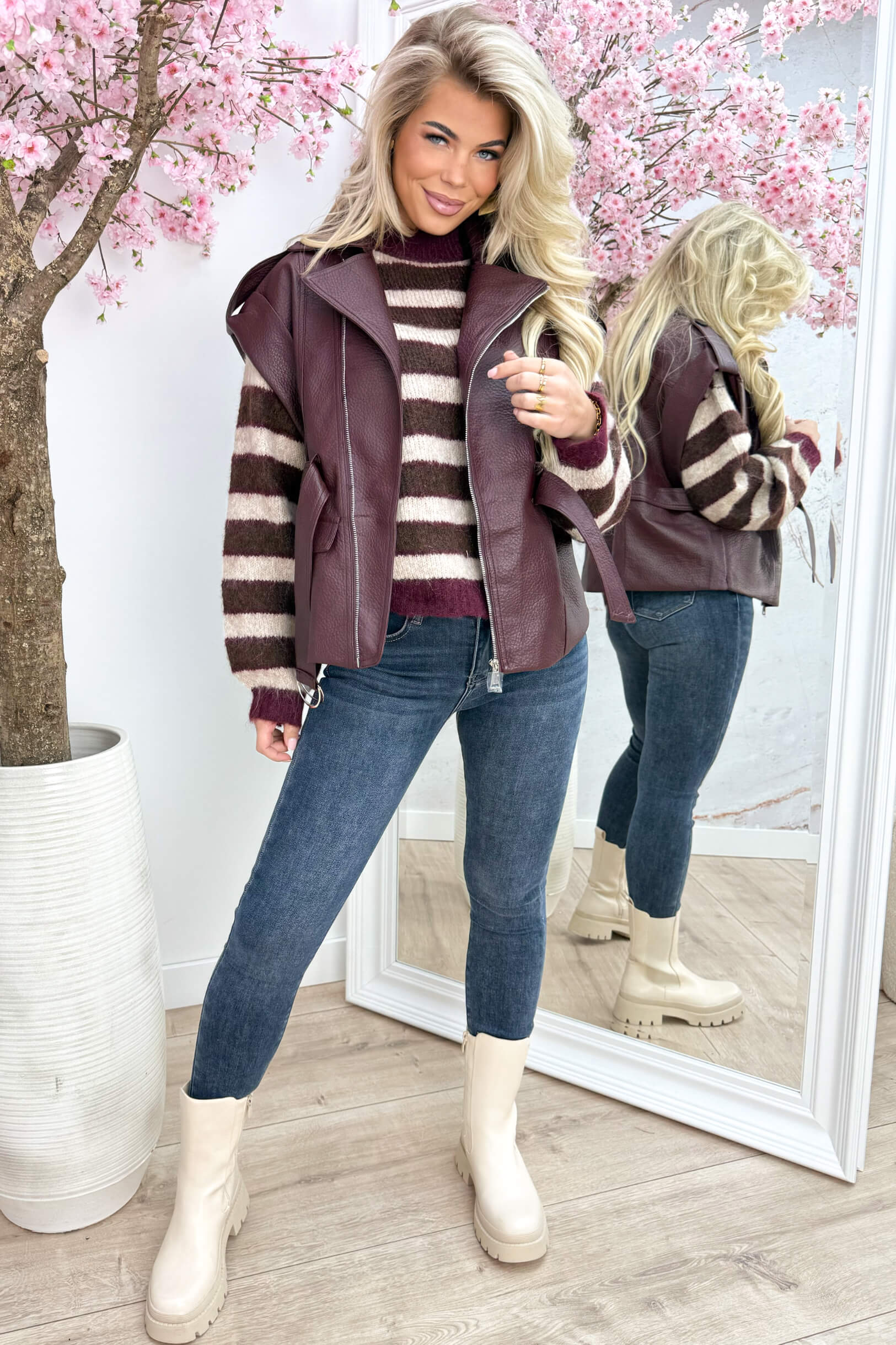 Leather look gilet - Bordeaux