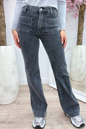 Wide leg stripe jeans Y5266 - Dk. grijs