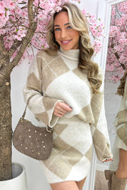 Cozy season checkered co-ord - Beige