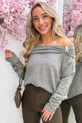 Season of diamonds off shoulder sweater - Taupe