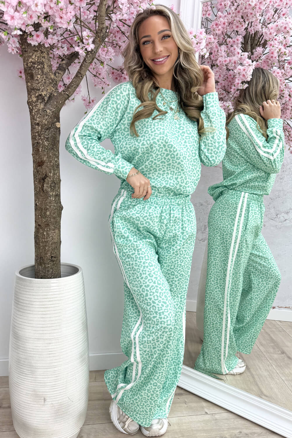 Leopard stripe comfy co-ord - Mint