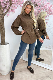 Smocked basic blouse - Bruin