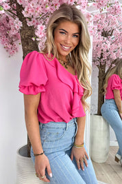 Elastische Rüschen oben - Fuchsia