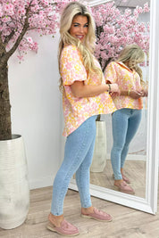 Wrapped in flowers blouse - Lollypop roze
