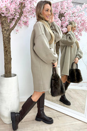 Oversized sweater dress - Taupe
