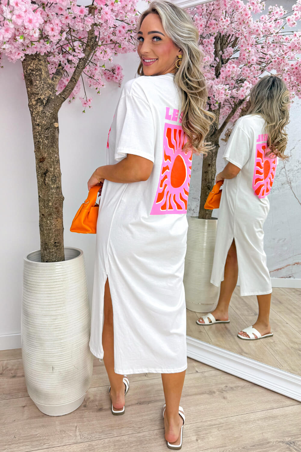 Le soleil T-shirt dress - Wit