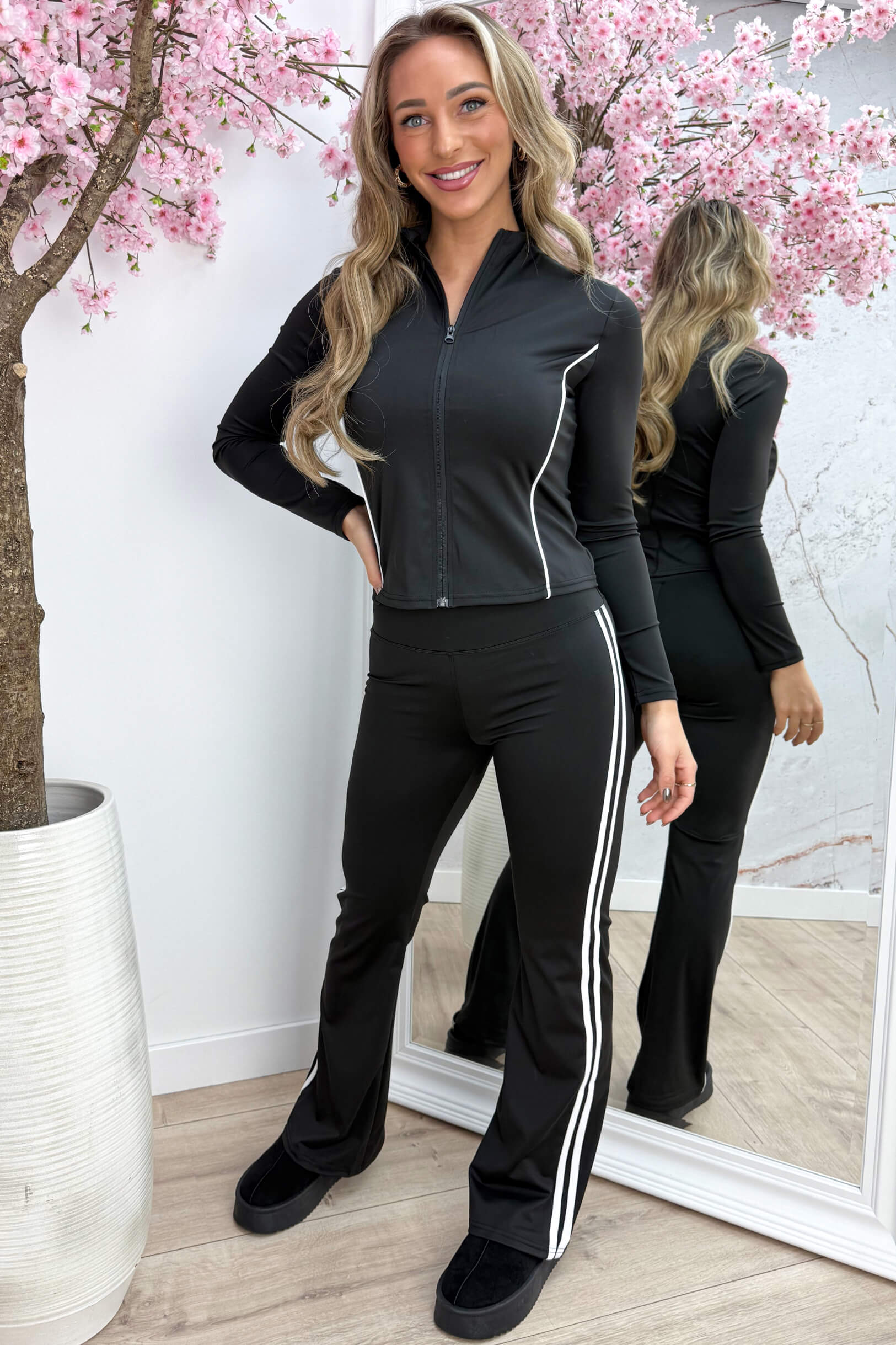 Sporty stripe co-ord - Zwart