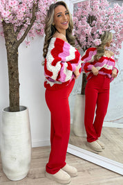 Rainbow knit vest - Rood