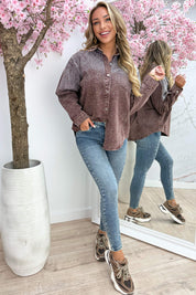Diamond Denim Blouse Me213 - Bordeaux