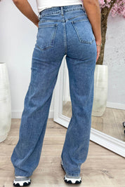 Wavy studded wide leg jeans - Jeans blue