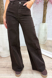 Timeless wide leg jeans - Bruin