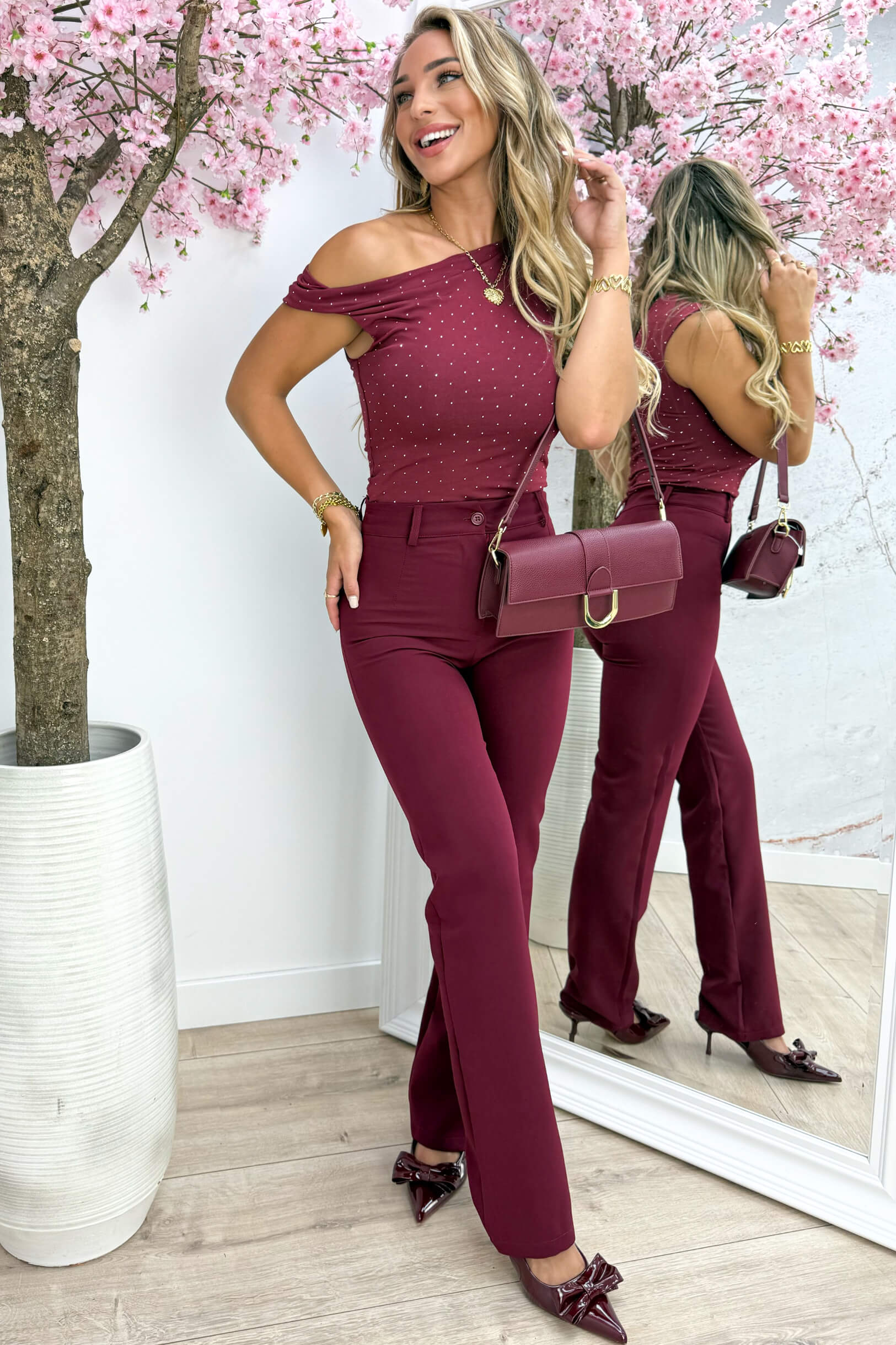 Twist it diamond topje - Bordeaux