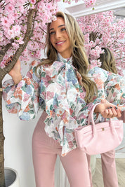 Full of flowers ruffle blouse - Wit