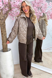 Puffy striped bomber - Taupe