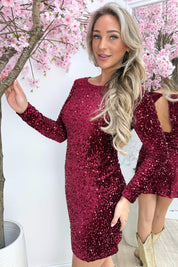 Open back paillet dress - Bordeaux
