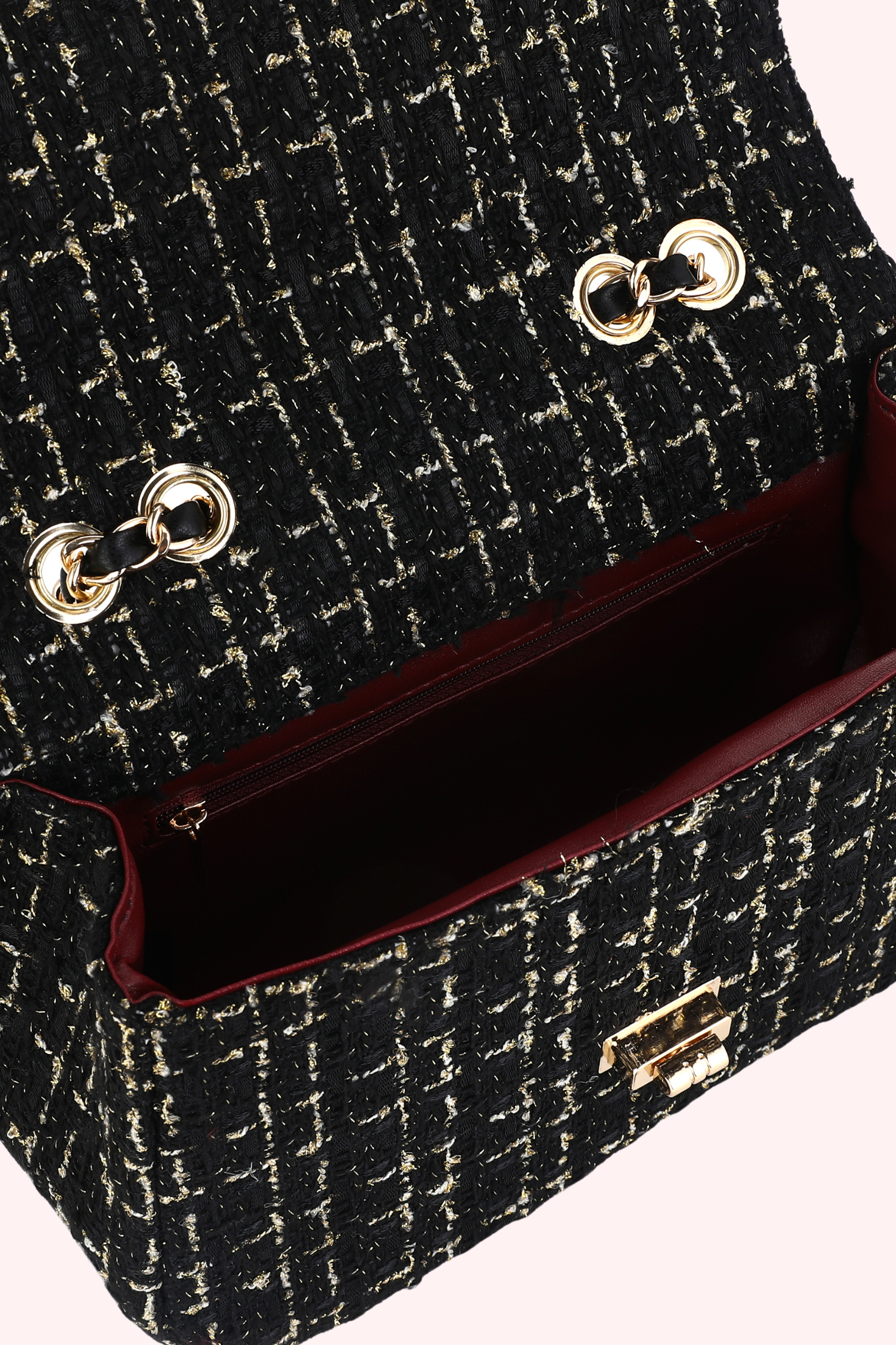 Goldie Lurex Tweed Bag - Black