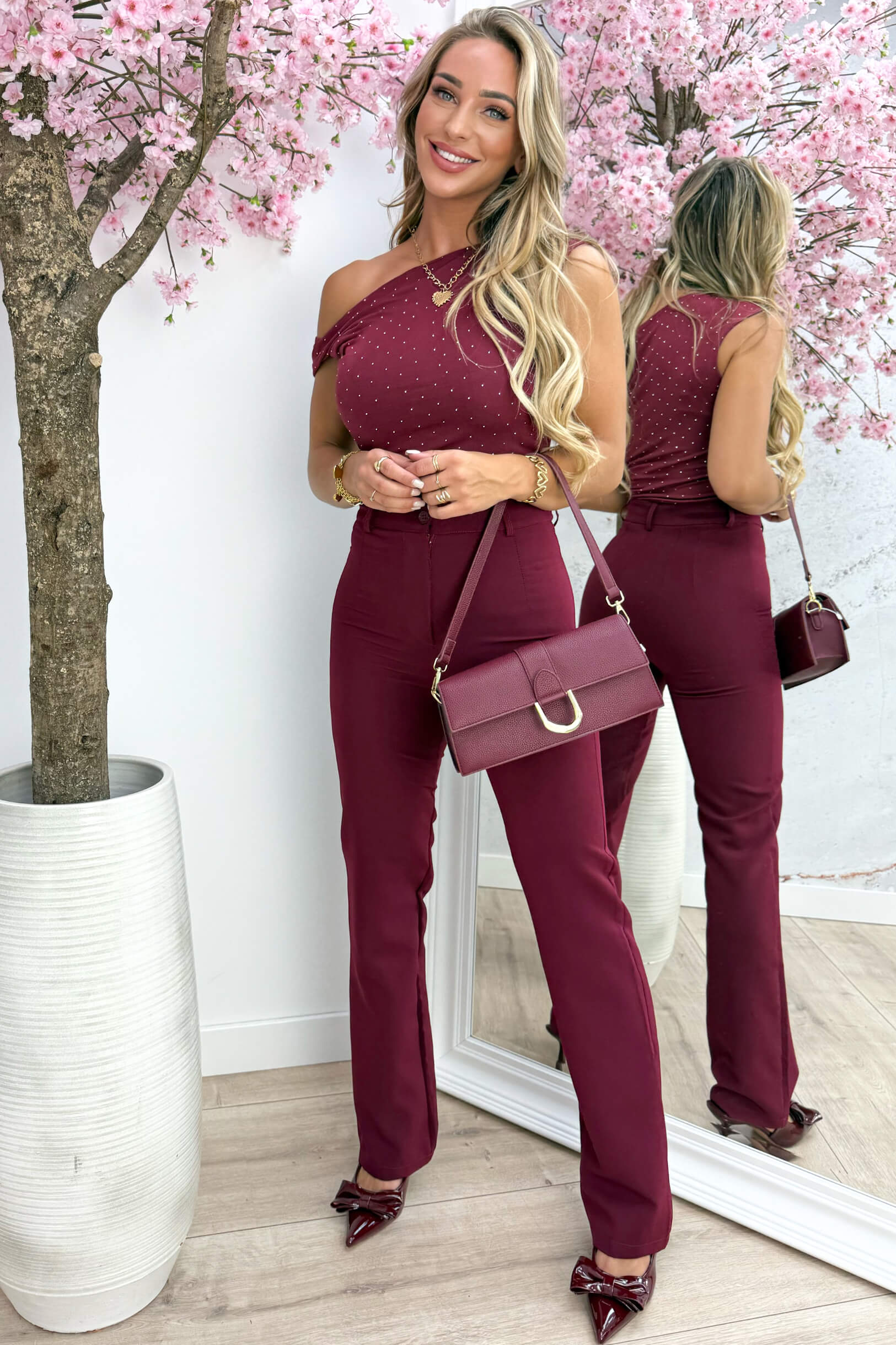 Twist it diamond topje - Bordeaux