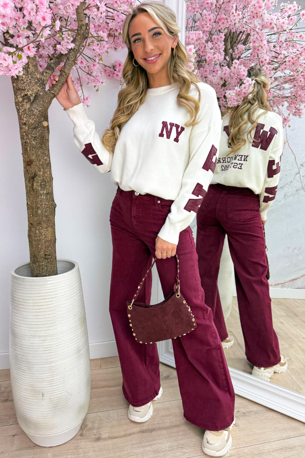 Borsa chic con borchie - Bordeaux