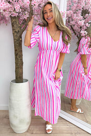 Sunny stripes cotton dress - Lila