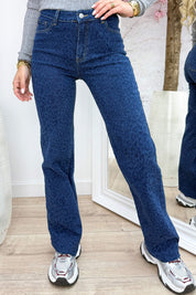Leopard wide leg jeans F2106 - Jeans blue