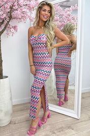 Ocean star zigzag strapless dress - Roze