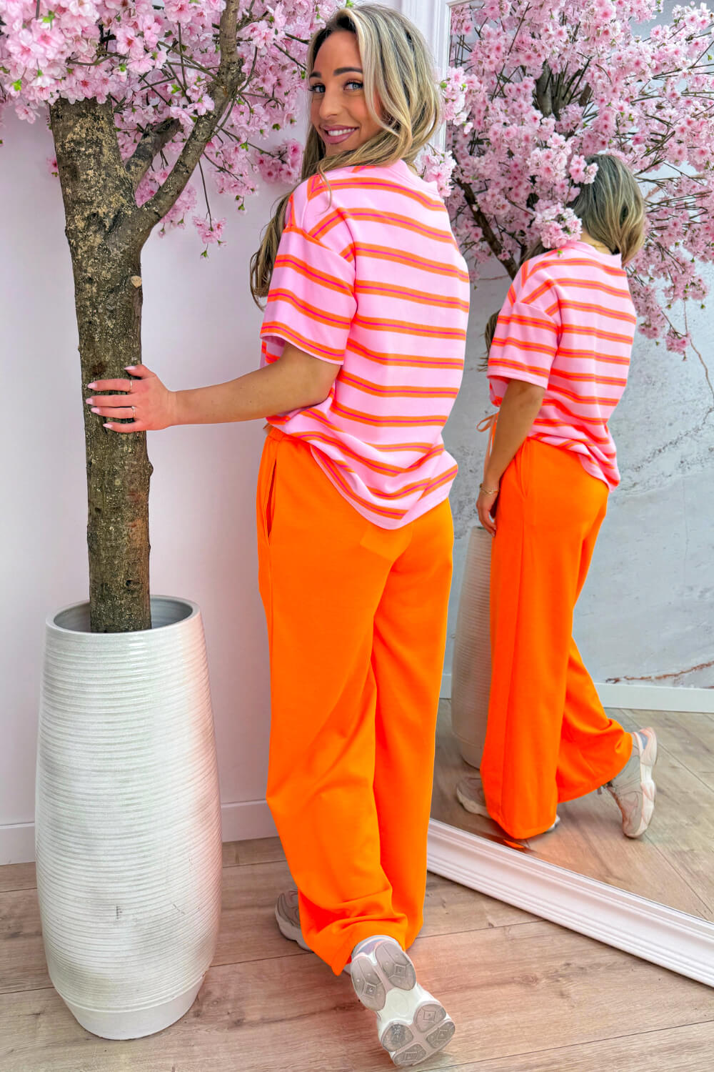 Neon stripes T-shirt - Roze