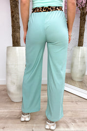 Leopard stripe comfy pants - Mint