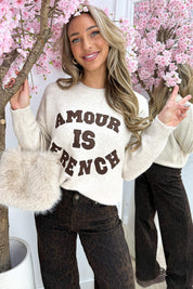 Amour is french basic trui - Bruin