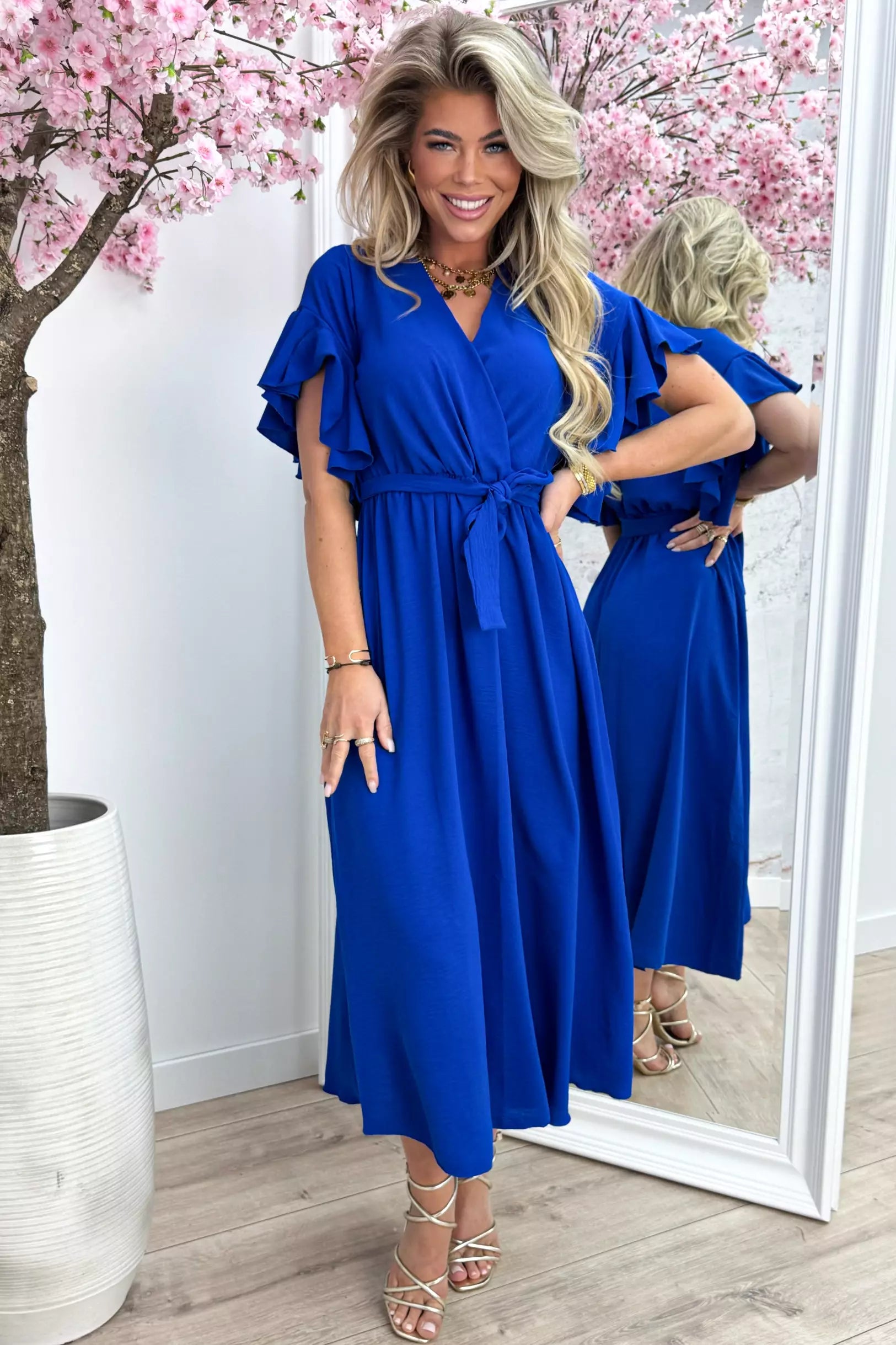 Robe Ruff Ruffle Maxi - Kobalt