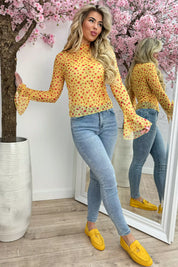Hearts mesh topje - Geel