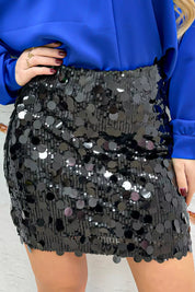 All Eyes On You Paillet Skirt - Black