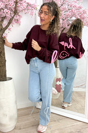 Be Happy Oversized Sweater - Bordeaux