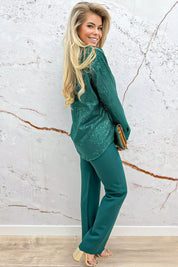 Merry & bright paillet blouse - Groen