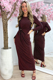 Diamond draped maxi dress - Bordeaux